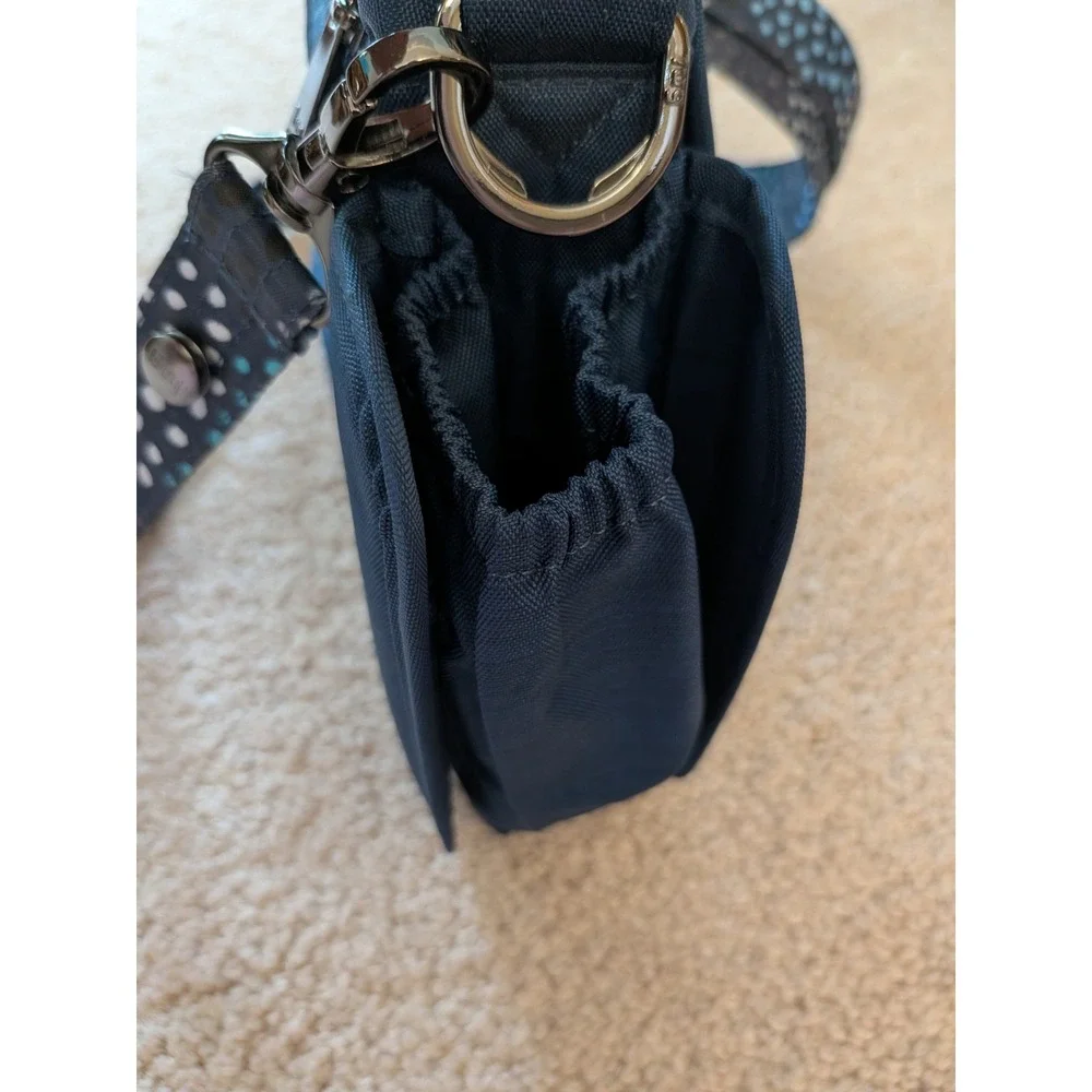 Lug Canter 2 Quilted Crossbody Bag Navy Blue Polka Dot Strap